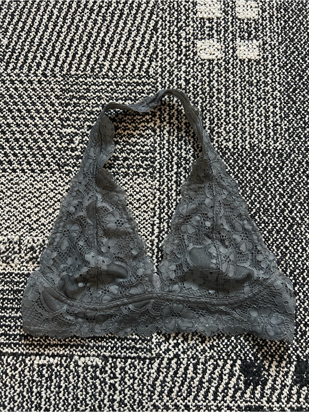 Free People Lace Halter Bralette - Charcoal Gray